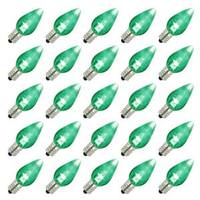Vickerman C7 Candelabra Screw Base Green LED Transparent Twinkle (25 pack)