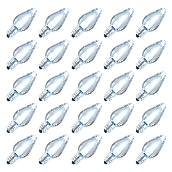 C7 Candelabra Screw Base Cool White LED Transparent Twinkle (25 pack)