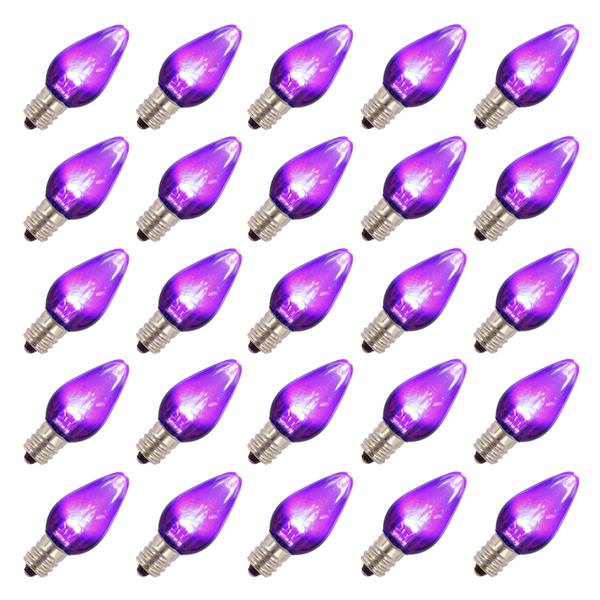 C7 Candelabra Screw Base Transparent Purple LED Twinkle (25 pack)