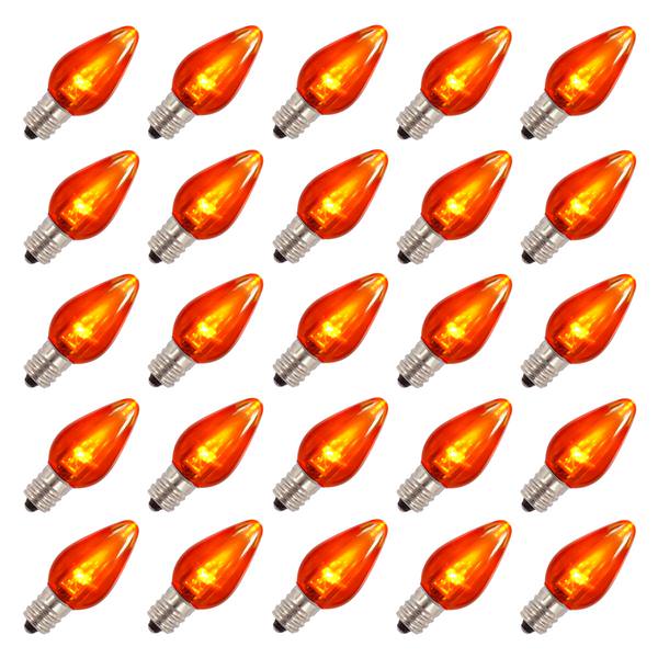C7 Candelabra Screw Base Orange LED Transparent (25 pack)