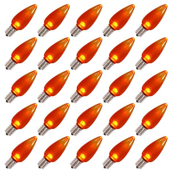 C9 Intermediate Screw Base Transparent Orange Twinkle LED (25 pack)