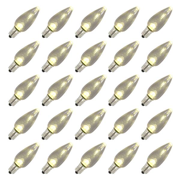 C9 Candelabra Screw Base Warm White Twinkle LED Transparent (25 pack)