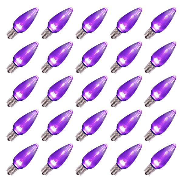 C9 Intermediate Screw Base Purple LED Transparent (25 pack)