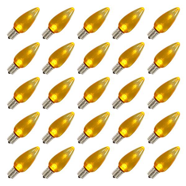 C9 Candelabra Screw Base Yellow LED Transparent Twinkle (25 pack)
