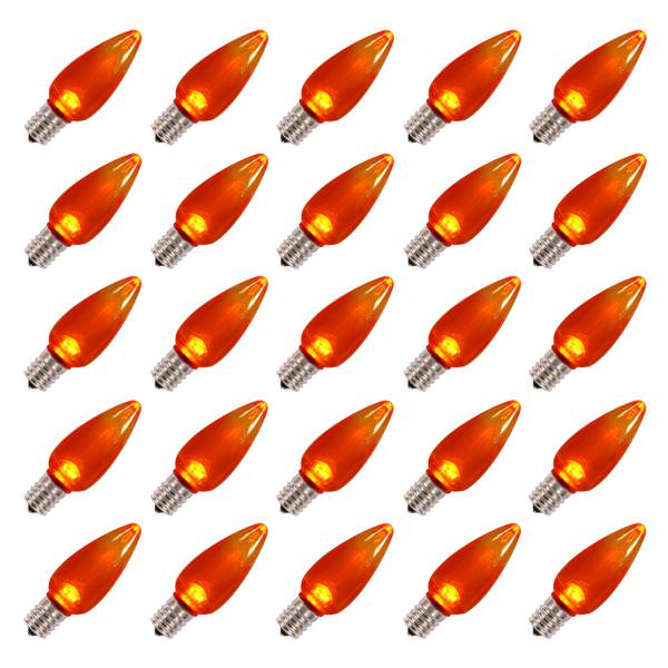 C9 Intermediate Screw Base Orange LED Transparent (25 pack)