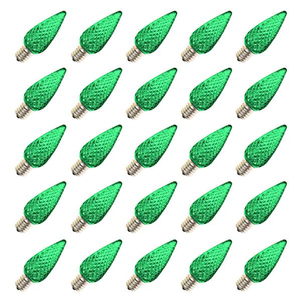 C9 Intermediate Screw Base Green Faceted Twinkle LED (25 pack)