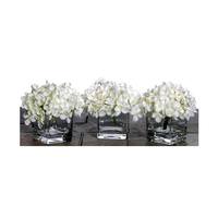 Vickerman 5" Artificial Mini White Hydrangea in Clear Glass Cube (3 pack)