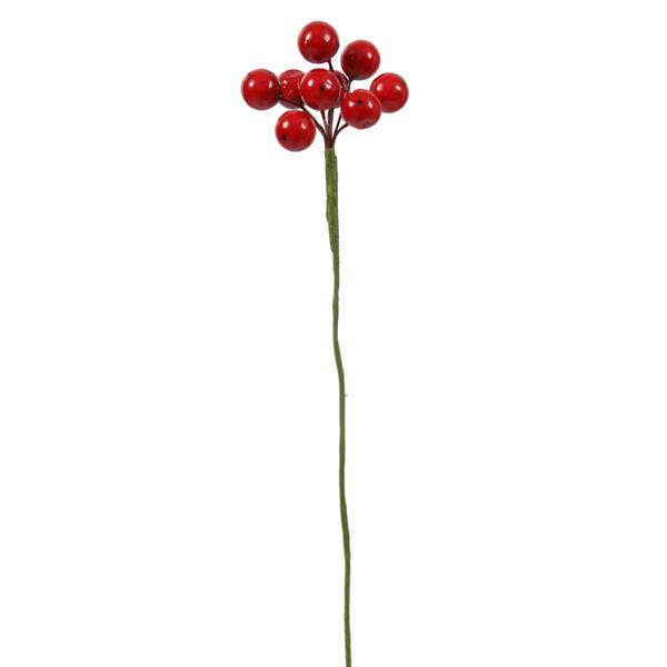 6" Red Berry Cluster Spray