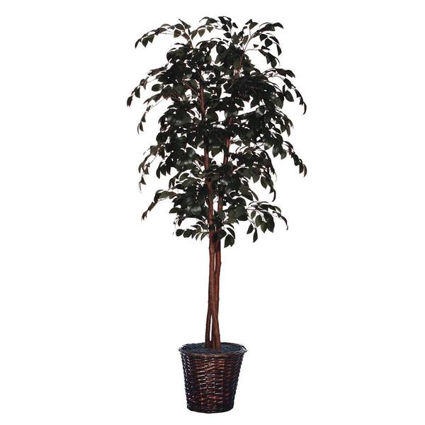 6' Artificial Sakaki Deluxe in Dark Brown Rattan Container