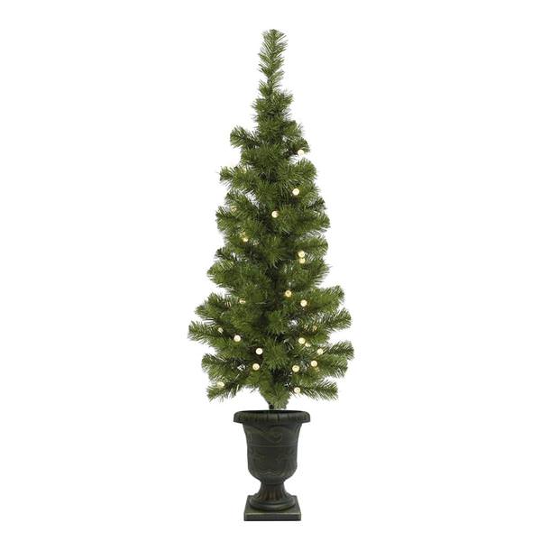 4' x 20" Artificial Potted Solar 100 Warm White Italian LED Lights
