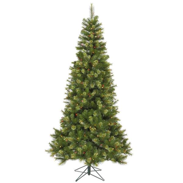 8.5' X 54" Artificial Slim Jack Pine 600 Multi-Color DuraLit Miniature Lights