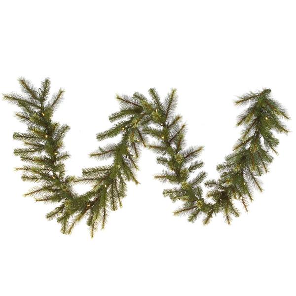 9' x 16" Artificial Jack Pine Garland 50 Warm White Italian LED Lights