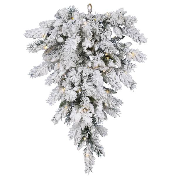 36" Artificial Snow Ridge Teardrop 50 Warm White Italian LED Lights