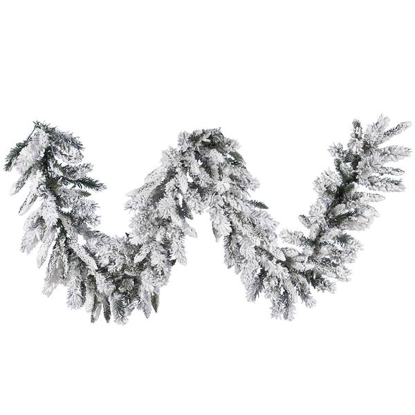 9' x 16" Artificial Flocked Snow Ridge Garland