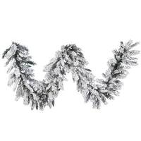 View 9' x 16" Artificial Flocked Snow Ridge Garland