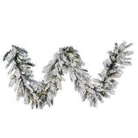 Vickerman 9' x 16" Artificial Flocked Snow Ridge Garland 100 Clear Lights