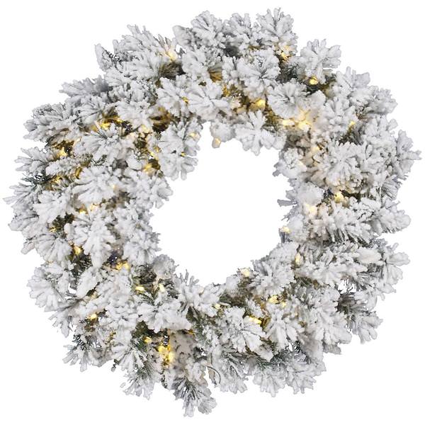 30" Artificial Flocked Snow Ridge 50 Warm White Italian LED Lights