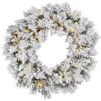 Vickerman 36" Artificial Flocked Snow Ridge 100 Warm White Italian LED Lights