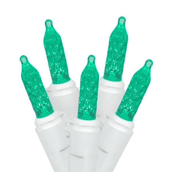 70 Light 9' White Wire Green LED Icicle Light String with 3.5" Spacing