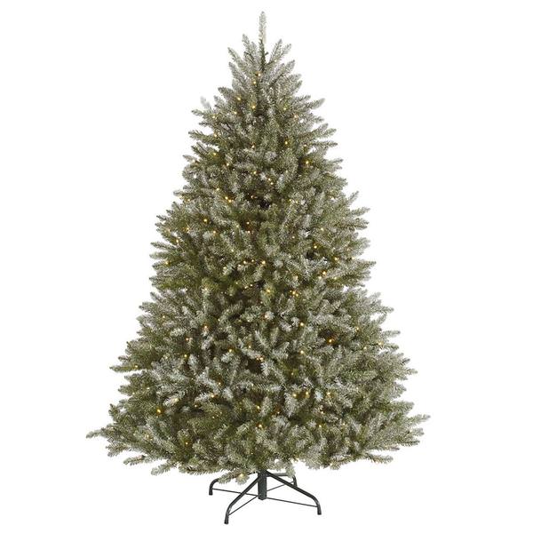 4.5' x 40" Artificial Frosted Hampton Fir 240 Warm White Wide Angle LED Lights