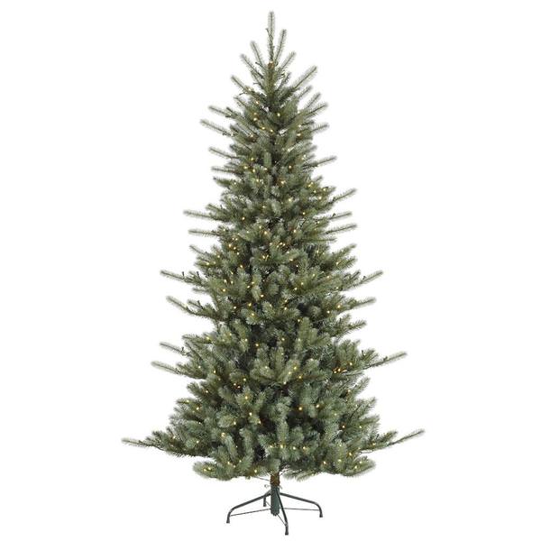 7.5' x 54" Artificial Medium Colorado Blue Spruce 680 Warm White Wide Angle LED Lights