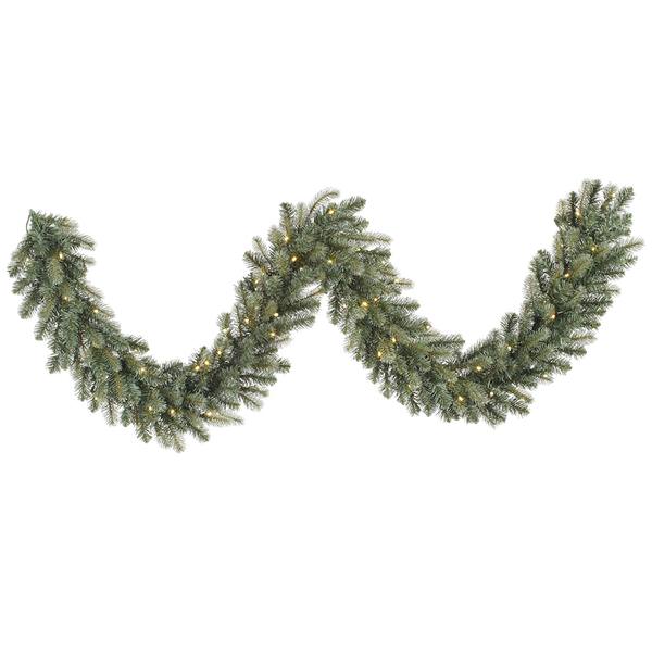 9' x 14" Artificial Colorado Blue Spruce Garland 80 Warm White Wide Angle LED Lights