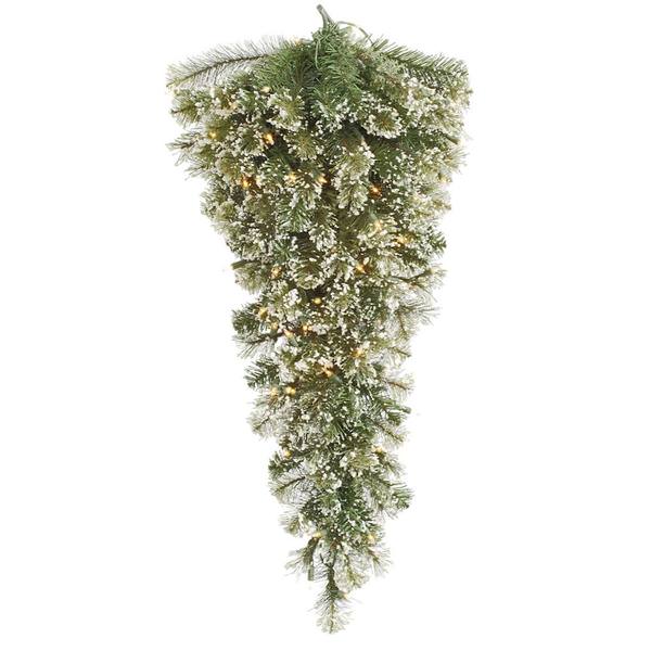 36" x 14" Artificial Frosted Cashmere Teardrop 50 Clear Lights