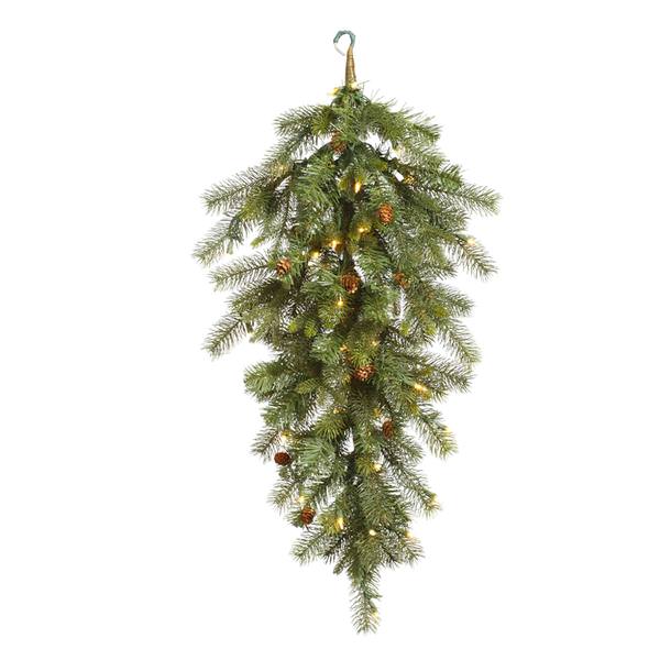 32" Artificial Balsam Mix Pine Teardrop 35 Clear Miniature Lights