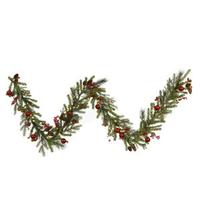 Vickerman 9' x 12" Artificial Mixed Red Berry-Ball Garland 50 Clear Miniature Lights