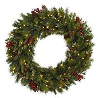 Vickerman 30" Artificial Mixed Red Berry Cone Wreath 100 Clear Miniature Lights