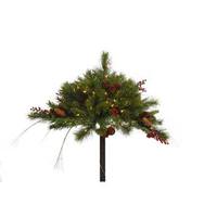 Vickerman 16" x 33" Artificial Mixed Red Berry Cone 50 Clear Lights