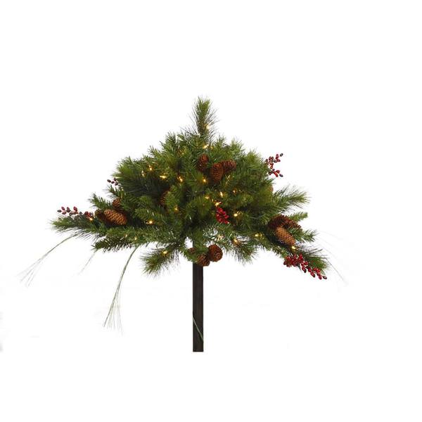 16" x 36" Artificial Mixed Red Berry Cone 100 Clear Miniature Lights