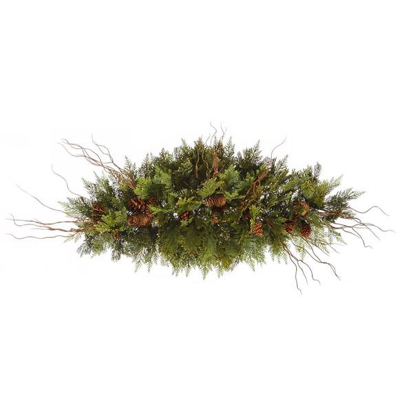 32" Artificial Cedar Twig Pine Cone Swag
