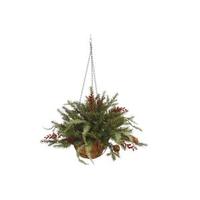 Vickerman 12" x 30" Artificial Mixed Pine Unlit Hanging Basket