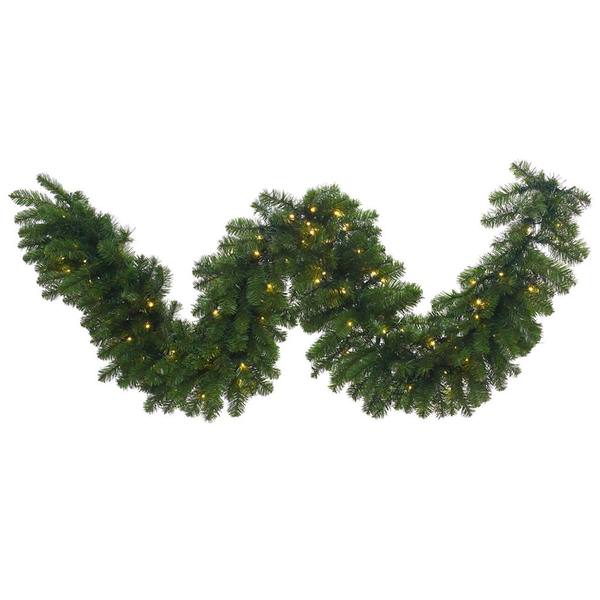 9' x 18" Artificial Grand Teton Garland 100 Warm White Wide Angle LED Lights
