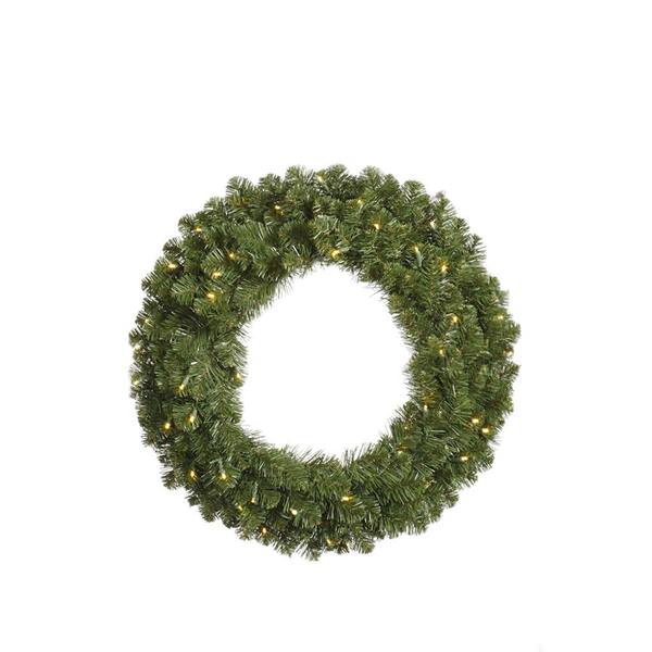 48" Artificial Grand Teton Double Sided Wreath 400 Warm White LED Lights