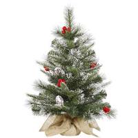 Vickerman 24" x 14" Artificial Frosted Pine Berry 35 Clear Lights
