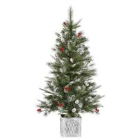 Vickerman 4' x 26" Artificial Frosted Pine Berry 100 Clear Lights