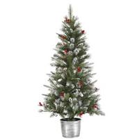 Vickerman 5' x 30" Artificial Frosted Pine with Pine Cones and Berries