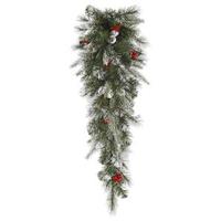Vickerman 36" Artificial Frosted Pine Berry Teardrop 35 Clear Lights