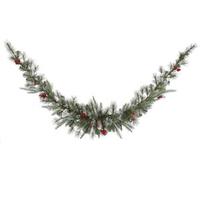 Vickerman 6' Artificial Frosted Pine Berry Swag Garland with Red Berries and Frosted Pine Cones