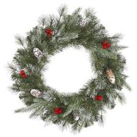 Vickerman 24" Artificial Frosted Mixed Pine with Frosted Cones and Red Berries