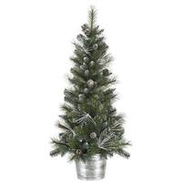 Vickerman 4' x 24" Artificial Frosted Mixed Pine with Berries and Pine Cones