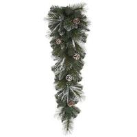 Vickerman 36" Artificial Flocked Needle Mixed Pine Teardrop 35 Clear Lights