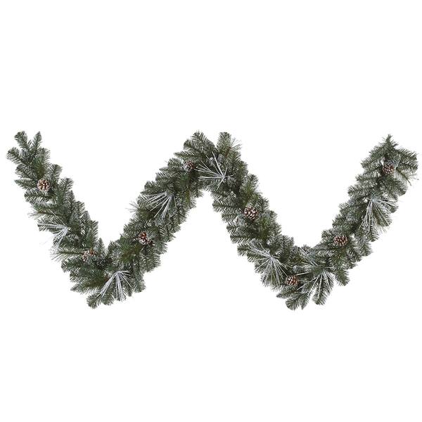 6' Artificial Flocked Needle Mixed Pine Swag Garland 35 Clear Lights
