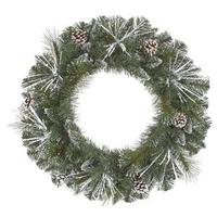 Vickerman 24" Artificial Flocked Needle Mixed Pine Wreath 50 Clear Lights