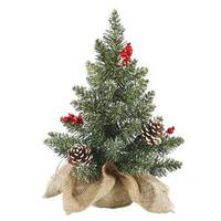 Vickerman 1' Artificial Frosted Pine with White Tip Cones and Shiny Red Berries
