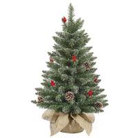Vickerman 2.5' x 22" Artificial Frosted Pine with White Tip Cones and Shiny Red Berries