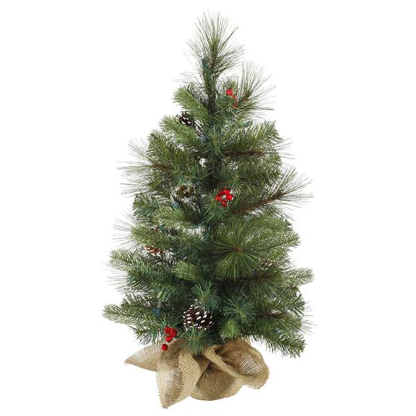 2' x 14" Artificial Mixed Pine with White Tip Cones and Shiny Red Berries