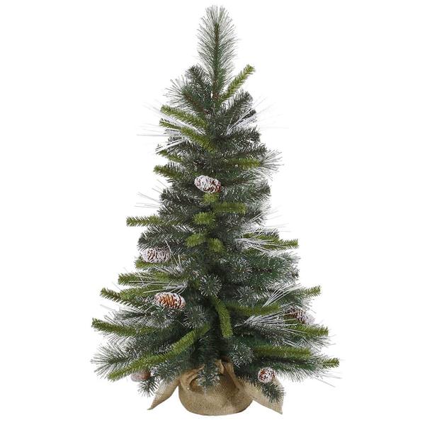 1' x 9" Artificial White Glitter Mixed Pine with Frosted Cones